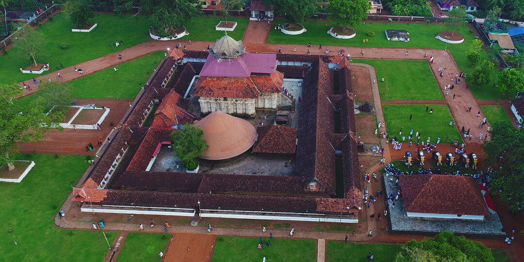 Aerial view of temple in Kerala